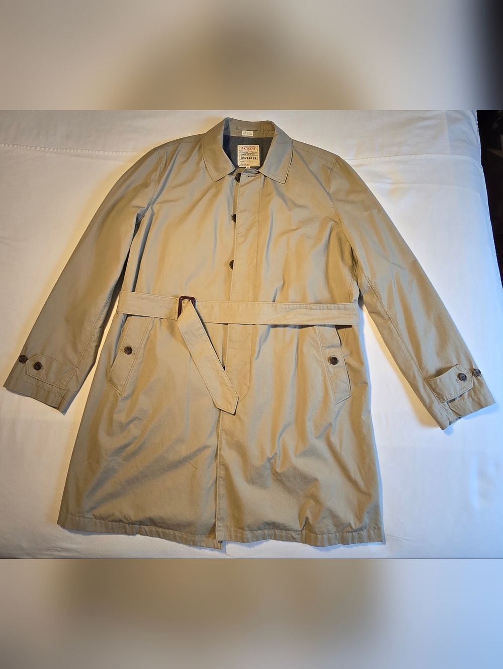 J. Crew Men’s Beige Cotton Trench Coat with Belt